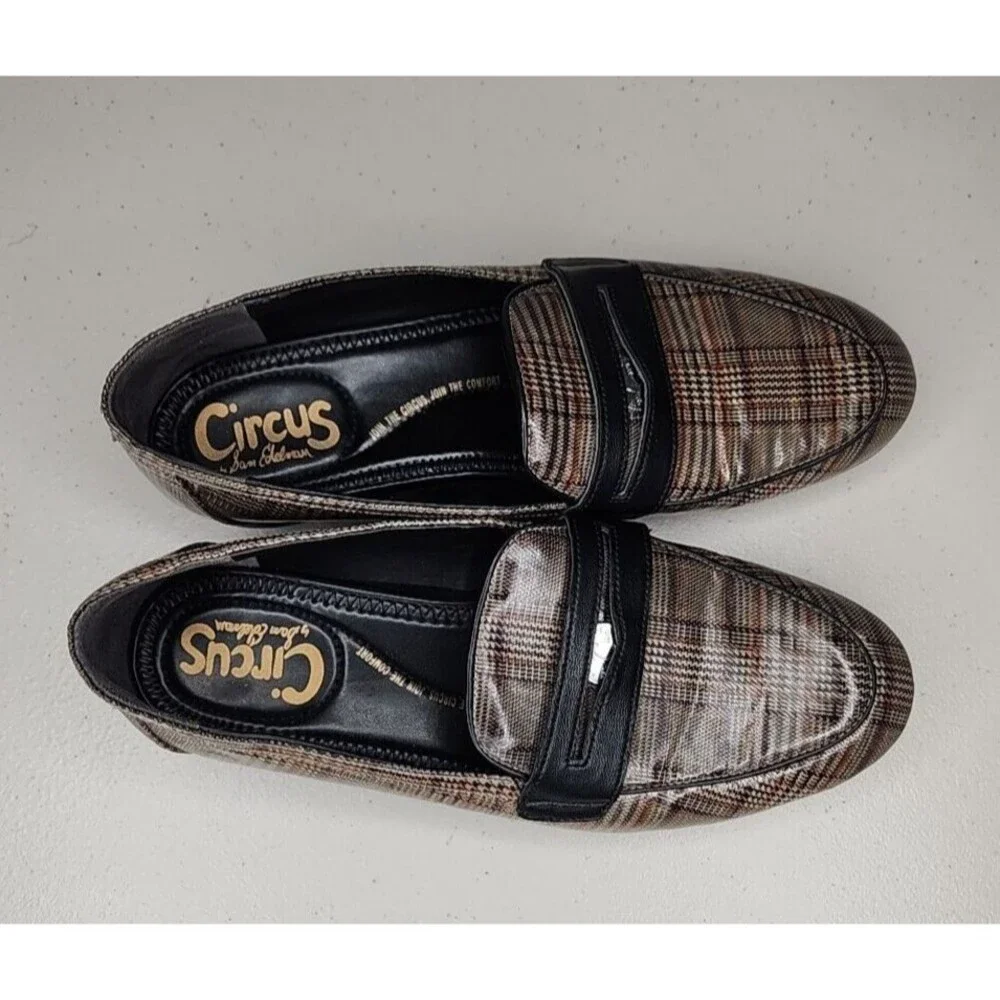 Circus Sam Edelman Hannon Plaid Slip On Penny Loafers Womens Size 7.5 EUC